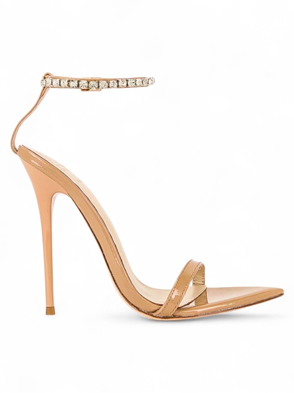 Michael Costello Nude Patent Stiletto with Crystal Ankle Strap